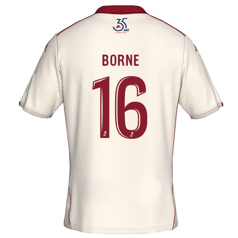 Danxen Herren Théo Borne #16 Weiß Burgunder Auswärtstrikot Trikot 2025/26 T-Shirt