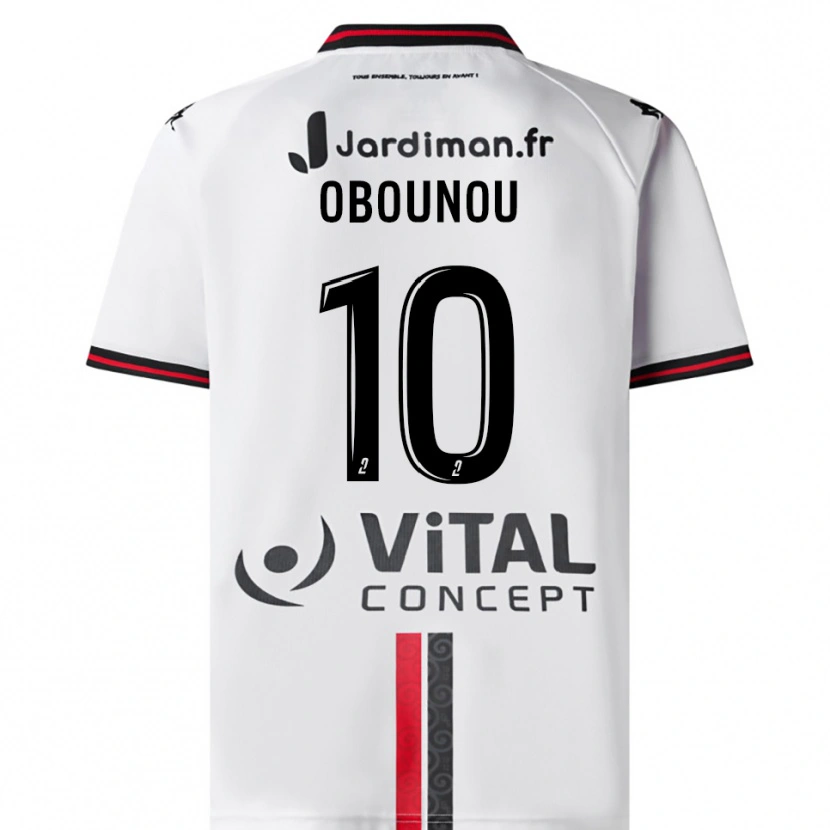 Danxen Herren Élie Obounou #10 Weiß Rot Auswärtstrikot Trikot 2025/26 T-Shirt