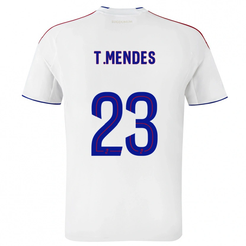 Danxen Damen Thiago Mendes #23 Weiß Rot Heimtrikot Trikot 2025/26 T-Shirt
