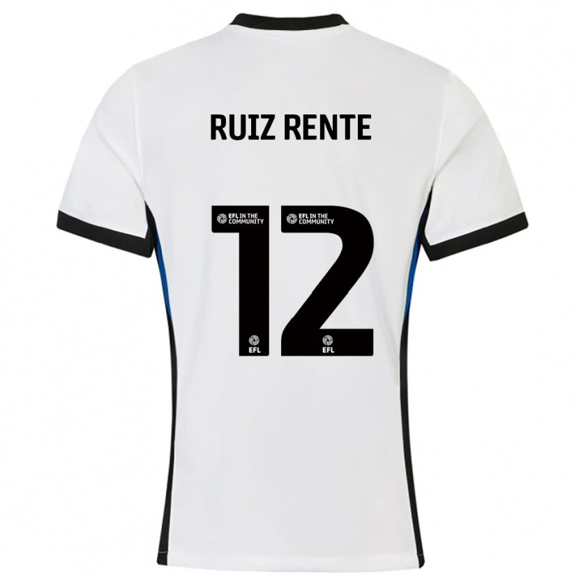 Danxen Damen Álvaro Ruiz Rente #12 Weiß Blau Auswärtstrikot Trikot 2025/26 T-Shirt