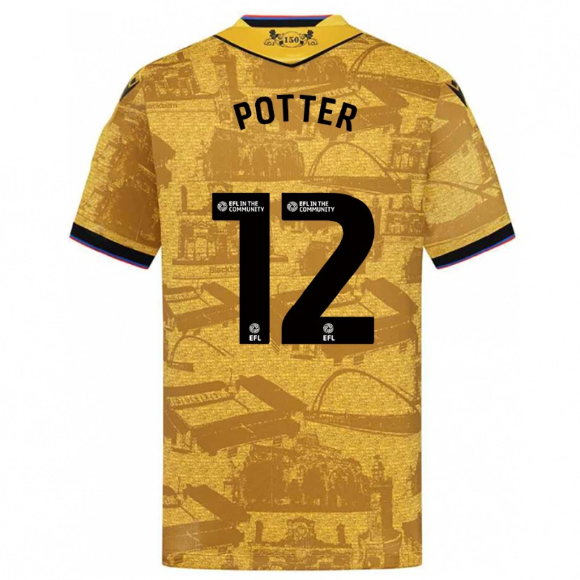 Danxen Damen Aaron Potter #12 Gold Schwarz Auswärtstrikot Trikot 2025/26 T-Shirt