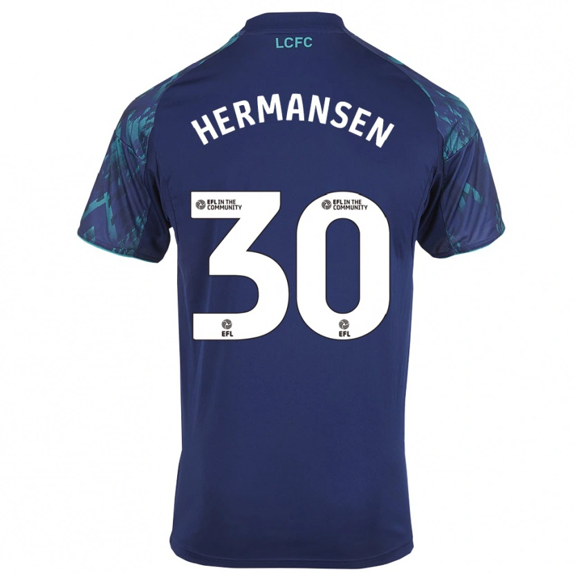 Danxen Damen Mads Hermansen #30 Marinegrün Weiß Auswärtstrikot Trikot 2025/26 T-Shirt