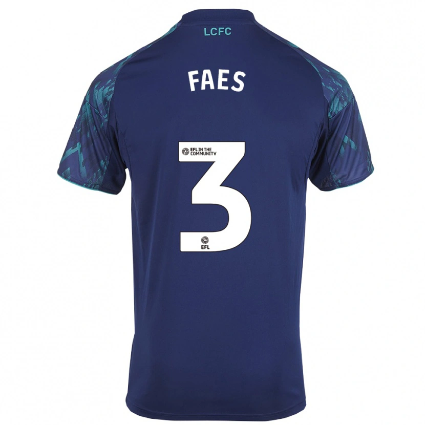 Danxen Damen Wout Faes #3 Marinegrün Weiß Auswärtstrikot Trikot 2025/26 T-Shirt