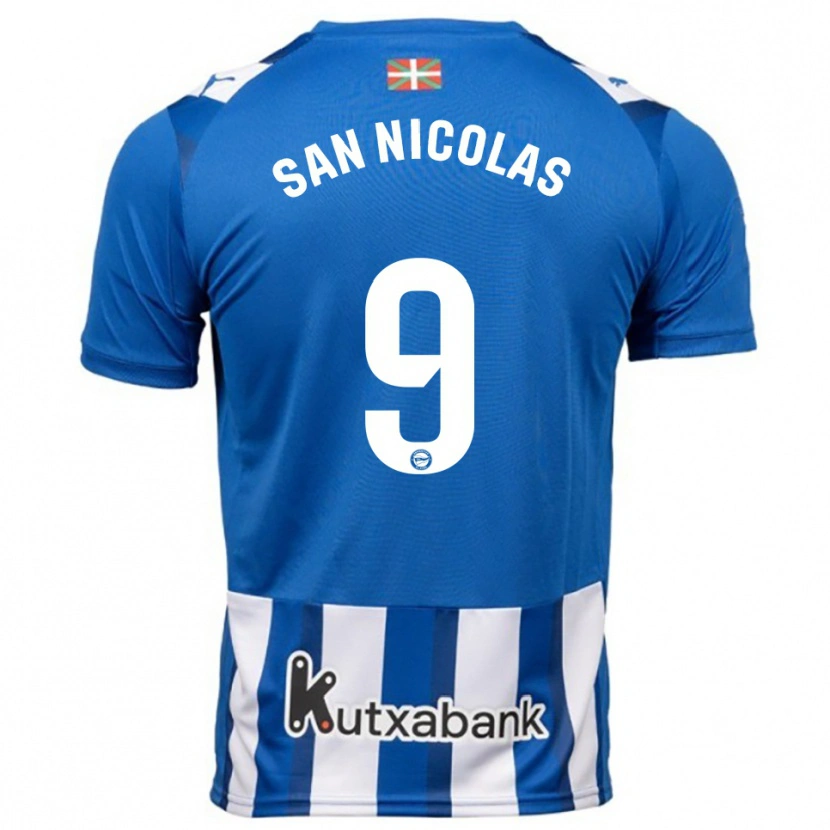 Danxen Kinder Olga San Nicolás #9 Blau Weiß Heimtrikot Trikot 2025/26 T-Shirt