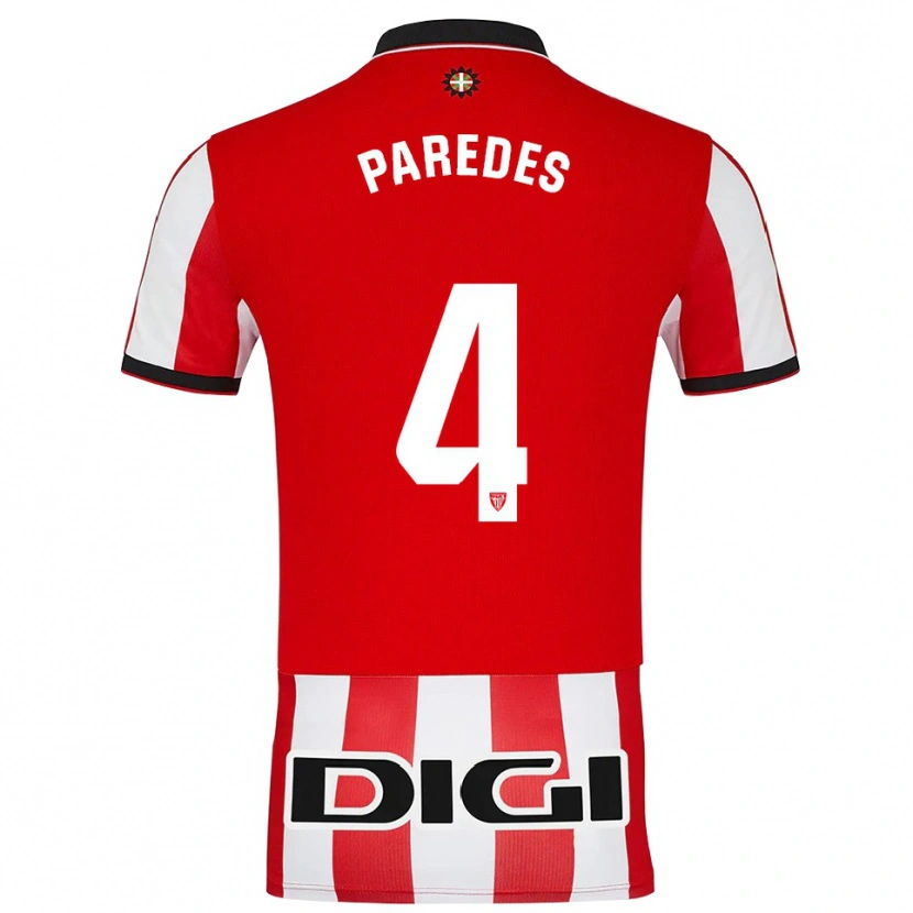 Danxen Kinder Aitor Paredes #4 Rot Weiß Heimtrikot Trikot 2025/26 T-Shirt