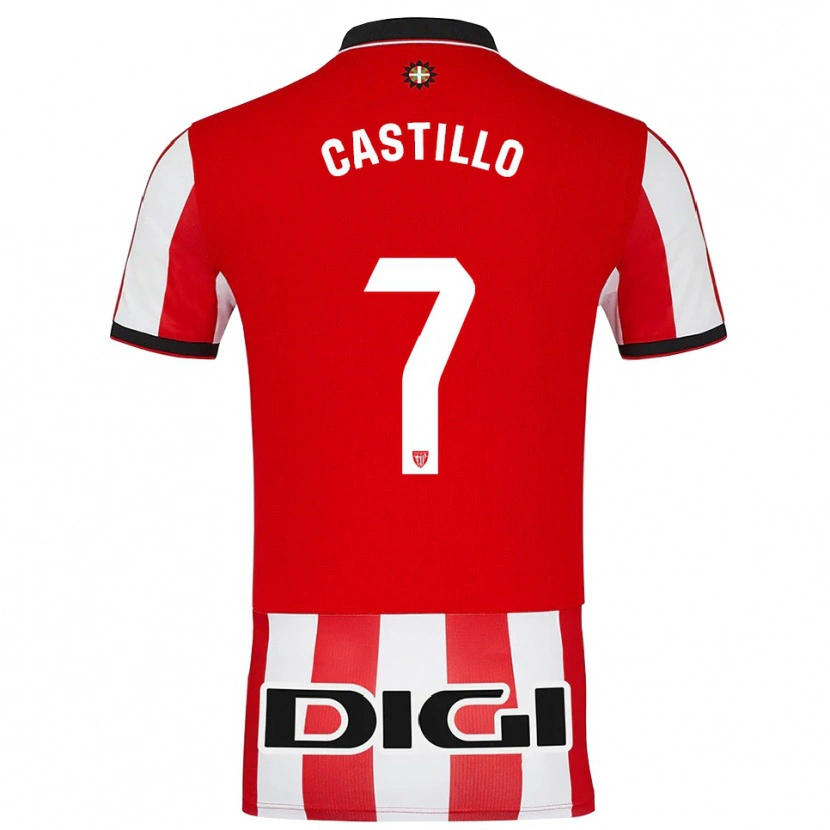 Danxen Kinder Unai Castillo #7 Rot Weiß Heimtrikot Trikot 2025/26 T-Shirt