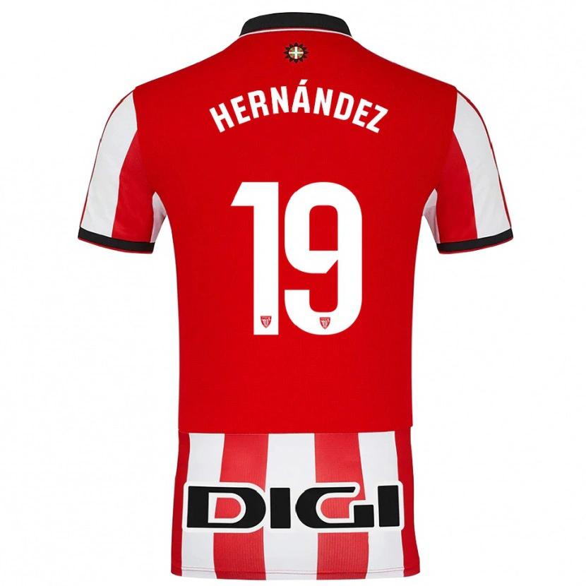 Danxen Kinder Egoitz Hernández #19 Rot Weiß Heimtrikot Trikot 2025/26 T-Shirt