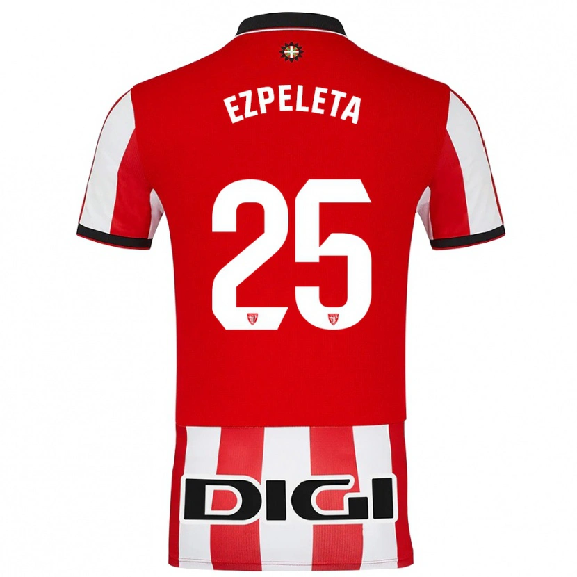 Danxen Kinder Ander Ezpeleta #25 Rot Weiß Heimtrikot Trikot 2025/26 T-Shirt