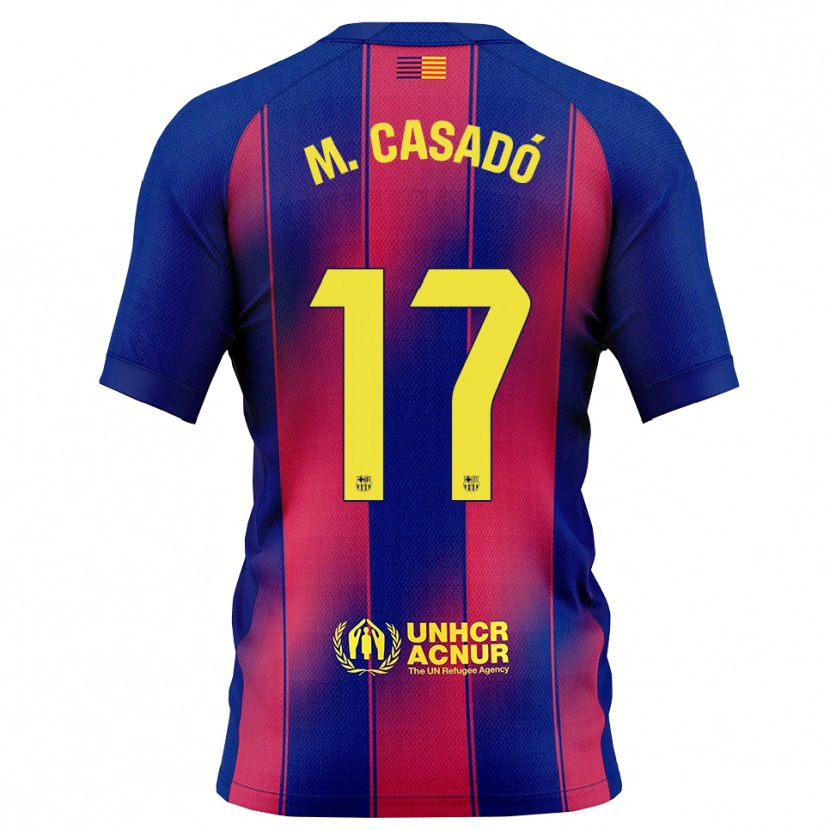 Danxen Kinder Marc Casadó #17 Blau Rot Heimtrikot Trikot 2025/26 T-Shirt