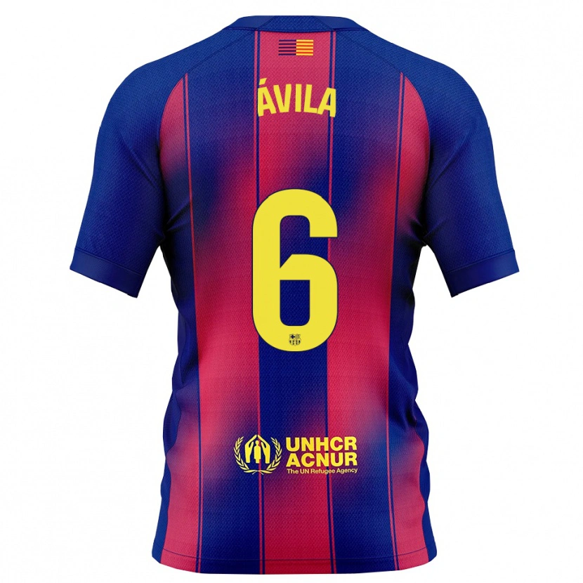 Danxen Kinder Dani Ávila #6 Blau Rot Heimtrikot Trikot 2025/26 T-Shirt