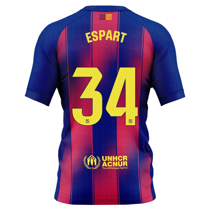 Danxen Kinder Xavi Espart #34 Blau Rot Heimtrikot Trikot 2025/26 T-Shirt
