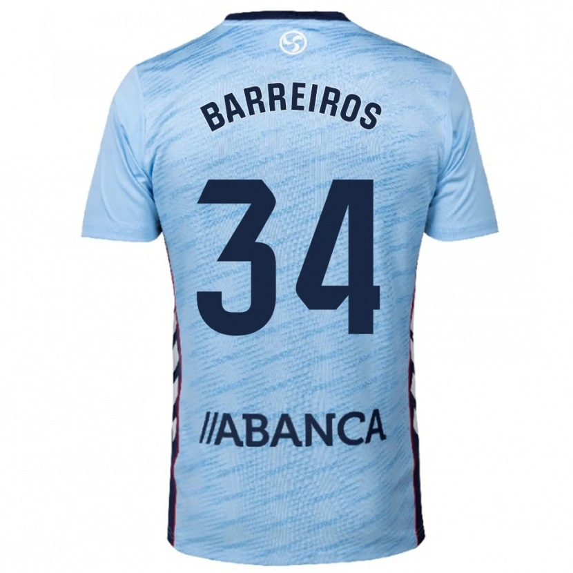 Danxen Kinder Iago Barreiros #34 Himmelblau Rot Heimtrikot Trikot 2025/26 T-Shirt