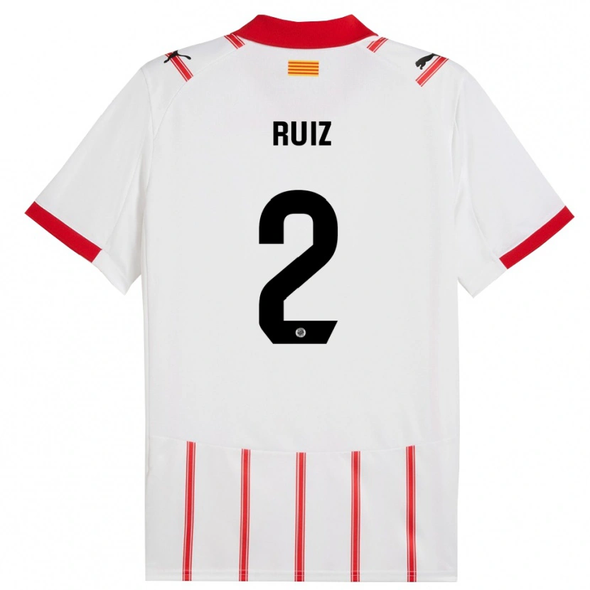 Danxen Kinder Ferran Ruiz #2 Weiß Rot Heimtrikot Trikot 2025/26 T-Shirt