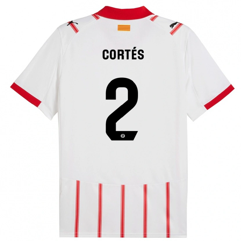 Danxen Kinder Sergio Cortés #2 Weiß Rot Heimtrikot Trikot 2025/26 T-Shirt
