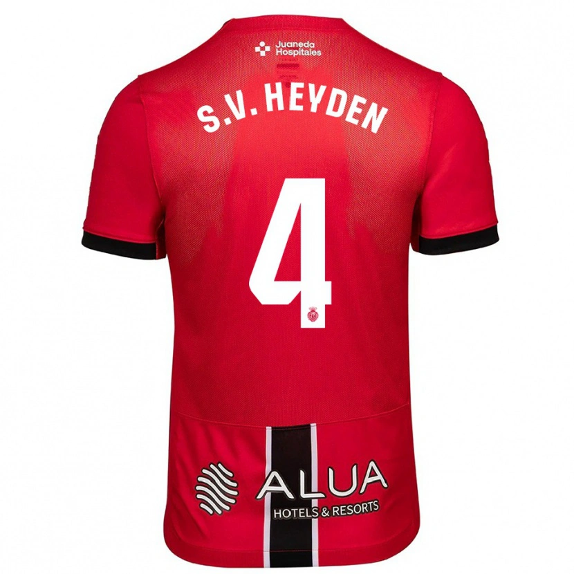 Danxen Kinder Siebe Van Der Heyden #4 Rot Schwarz Heimtrikot Trikot 2025/26 T-Shirt