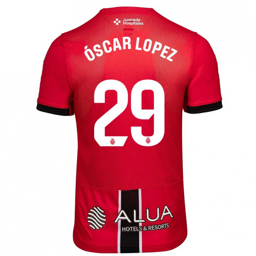 Danxen Kinder Óscar López #29 Rot Schwarz Heimtrikot Trikot 2025/26 T-Shirt