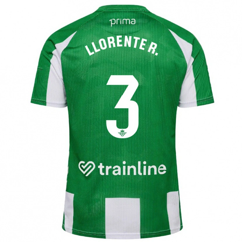 Danxen Kinder Diego Llorente #3 Grün Weiß Heimtrikot Trikot 2025/26 T-Shirt