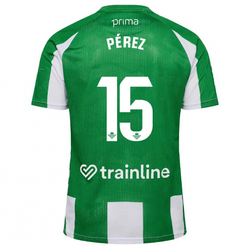 Danxen Kinder Álex Pérez #15 Grün Weiß Heimtrikot Trikot 2025/26 T-Shirt