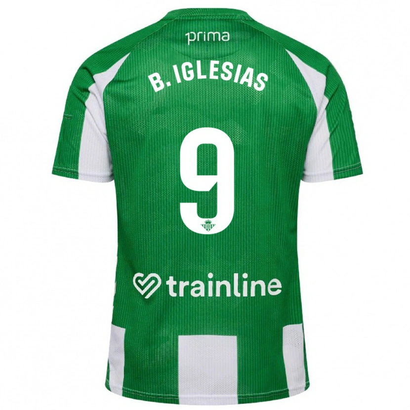 Danxen Kinder Borja Iglesias #9 Grün Weiß Heimtrikot Trikot 2025/26 T-Shirt