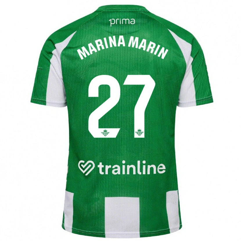 Danxen Kinder Marina Marín #27 Grün Weiß Heimtrikot Trikot 2025/26 T-Shirt
