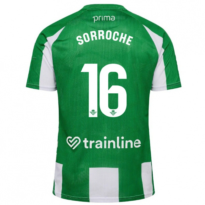 Danxen Kinder Ginés Sorroche #16 Grün Weiß Heimtrikot Trikot 2025/26 T-Shirt
