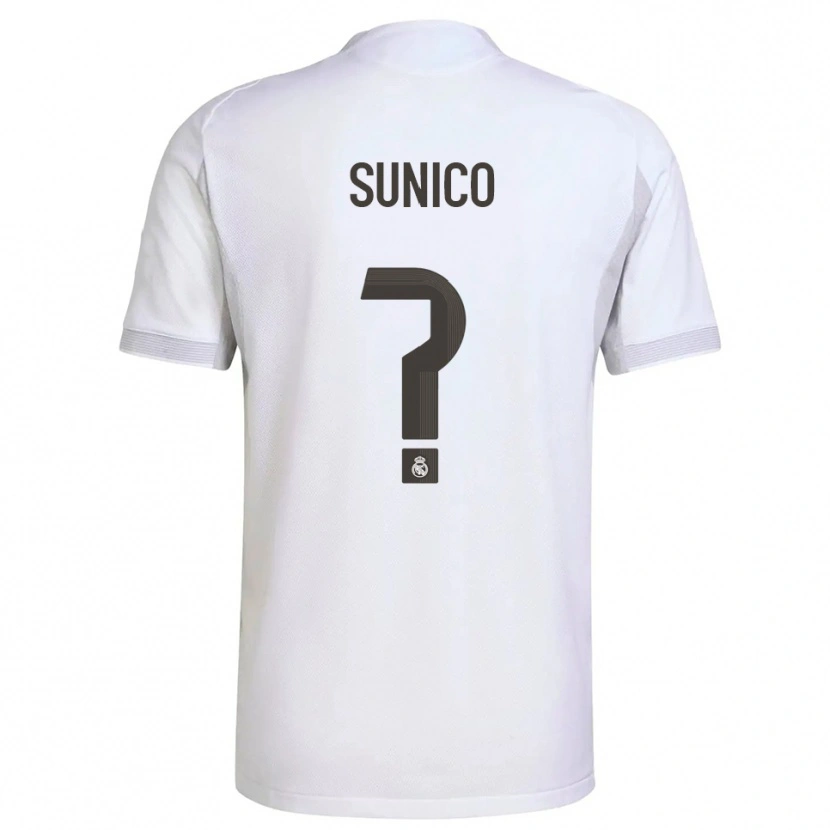 Danxen Kinder Guillermo Sunico #0 Weiß Gelb Heimtrikot Trikot 2025/26 T-Shirt