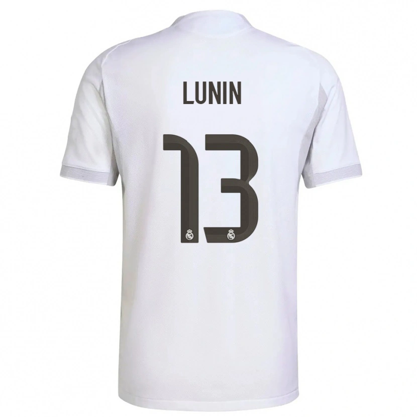 Danxen Kinder Andriy Lunin #13 Weiß Gelb Heimtrikot Trikot 2025/26 T-Shirt