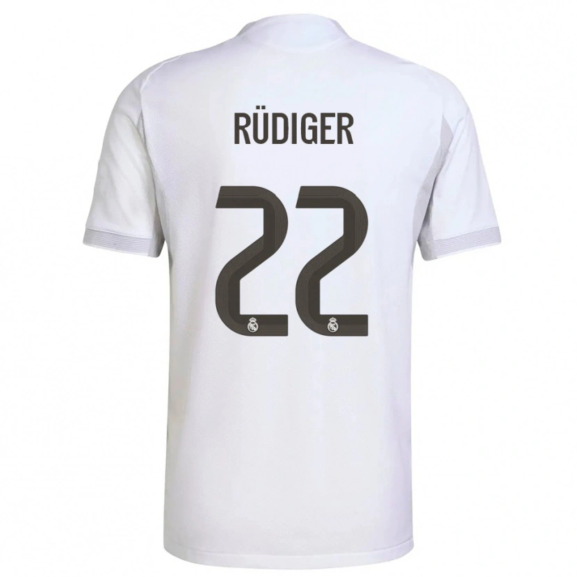 Danxen Kinder Antonio Rüdiger #22 Weiß Gelb Heimtrikot Trikot 2025/26 T-Shirt