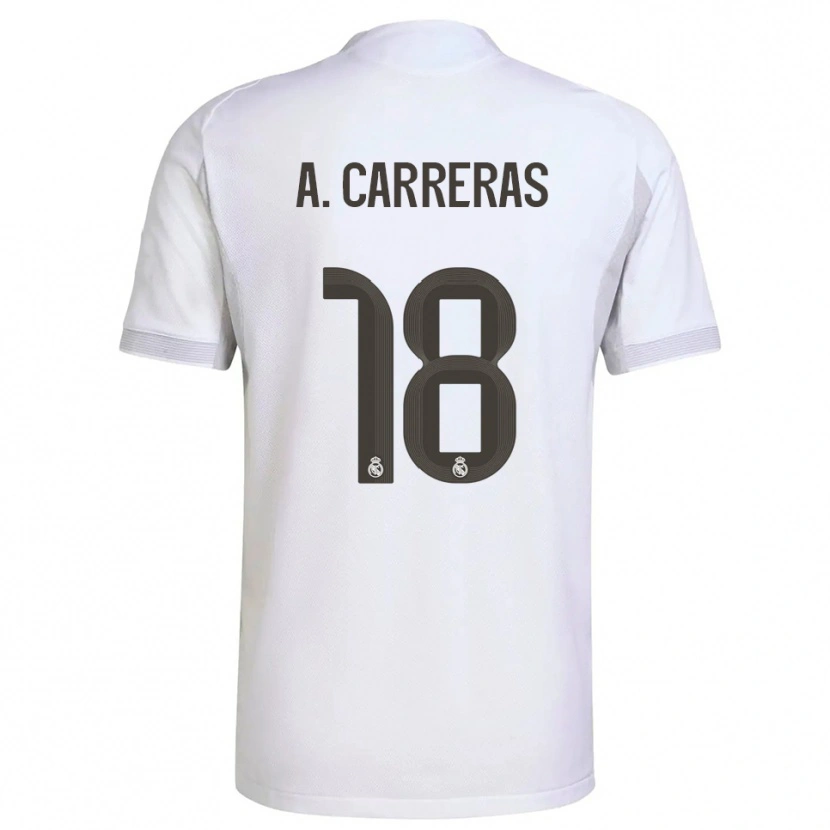 Danxen Kinder Álvaro Carreras #18 Weiß Gelb Heimtrikot Trikot 2025/26 T-Shirt