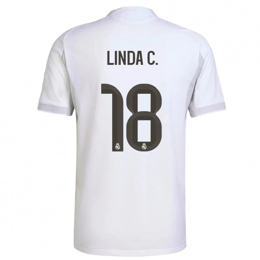 Danxen Kinder Linda Caicedo #18 Weiß Gelb Heimtrikot Trikot 2025/26 T-Shirt