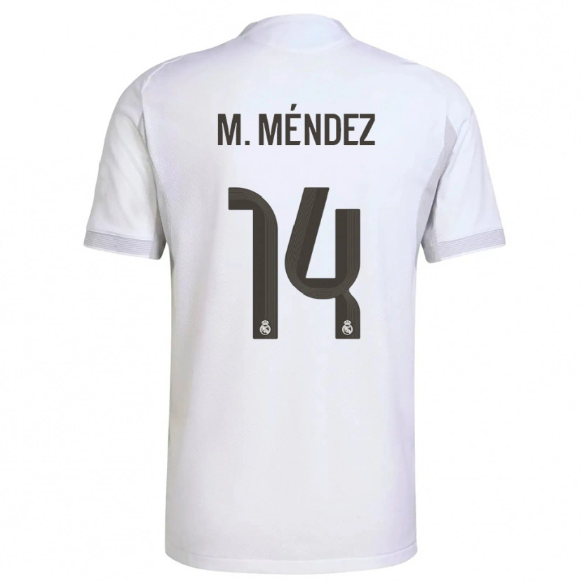 Danxen Kinder María Méndez #14 Weiß Gelb Heimtrikot Trikot 2025/26 T-Shirt
