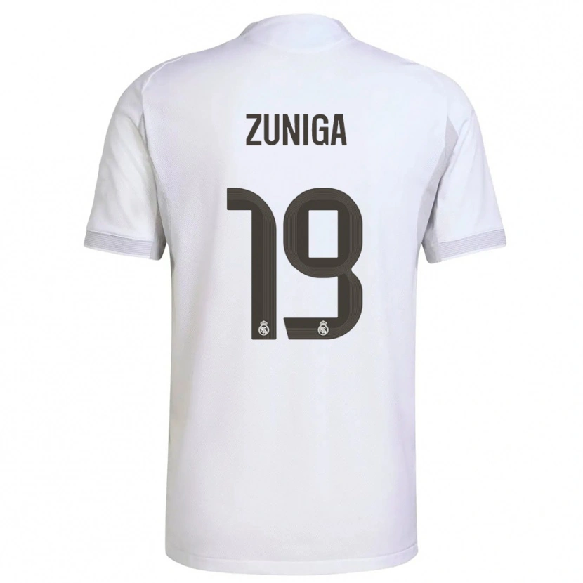Danxen Kinder Loren Zúñiga #19 Weiß Gelb Heimtrikot Trikot 2025/26 T-Shirt