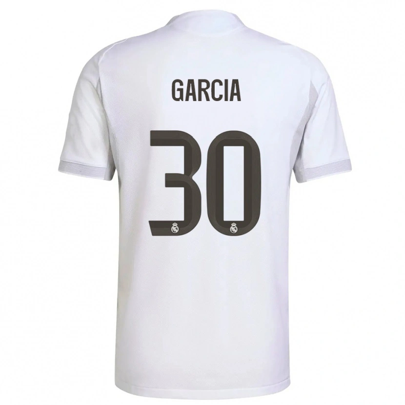 Danxen Kinder Gonzalo García #30 Weiß Gelb Heimtrikot Trikot 2025/26 T-Shirt