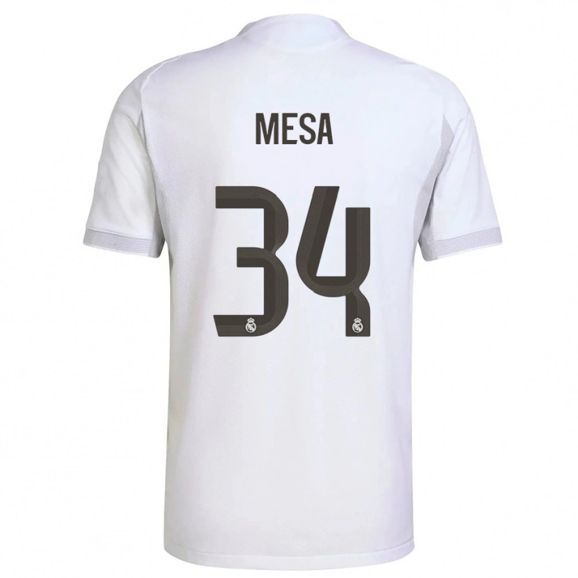 Danxen Kinder Óscar Mesa #34 Weiß Gelb Heimtrikot Trikot 2025/26 T-Shirt