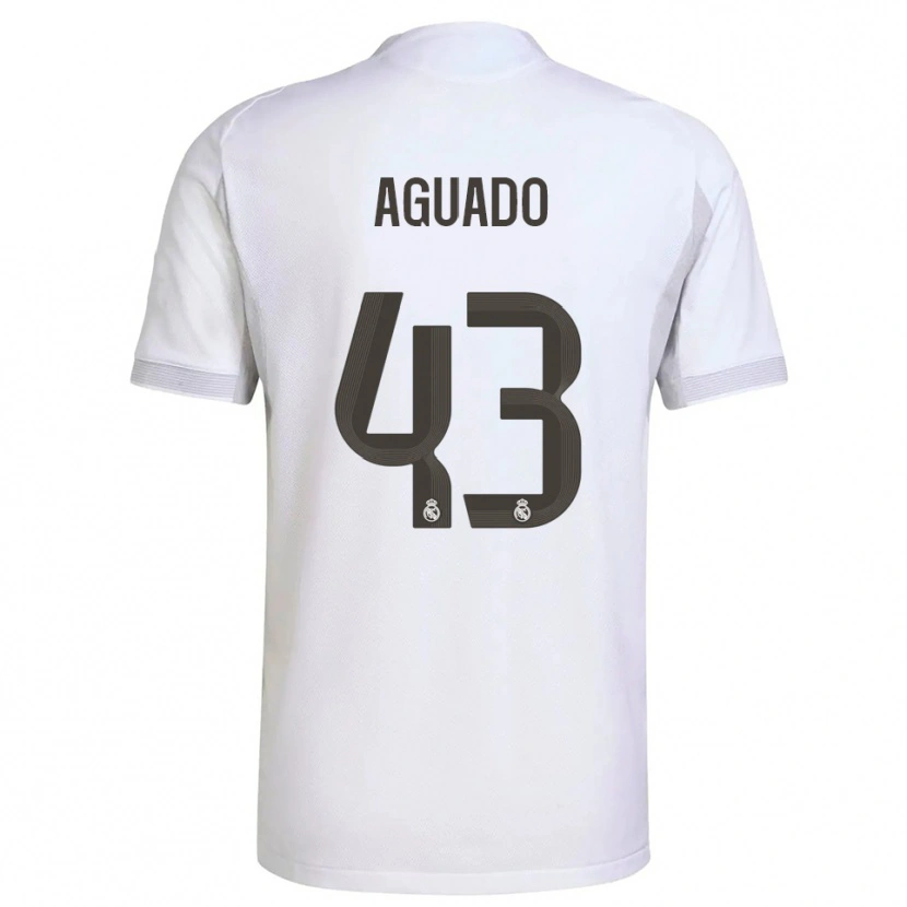 Danxen Kinder Diego Aguado #43 Weiß Gelb Heimtrikot Trikot 2025/26 T-Shirt
