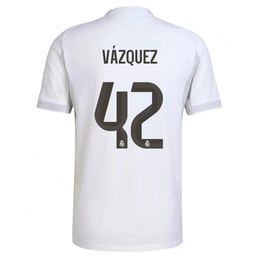 Danxen Kinder Erik Vázquez #42 Weiß Gelb Heimtrikot Trikot 2025/26 T-Shirt