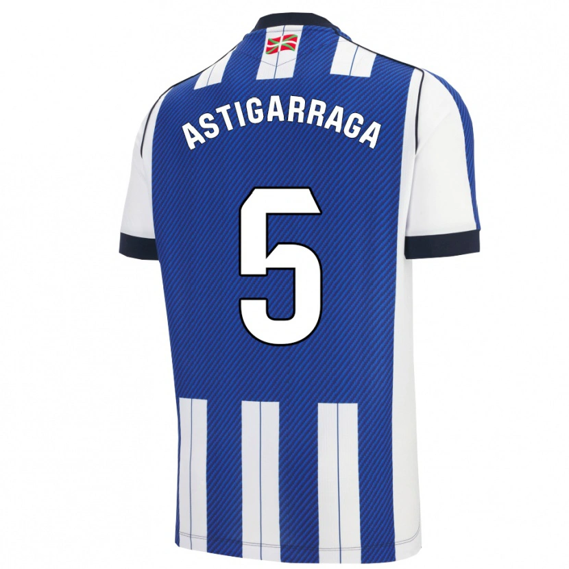 Danxen Kinder Eneko Astigarraga #5 Blau Weiß Heimtrikot Trikot 2025/26 T-Shirt