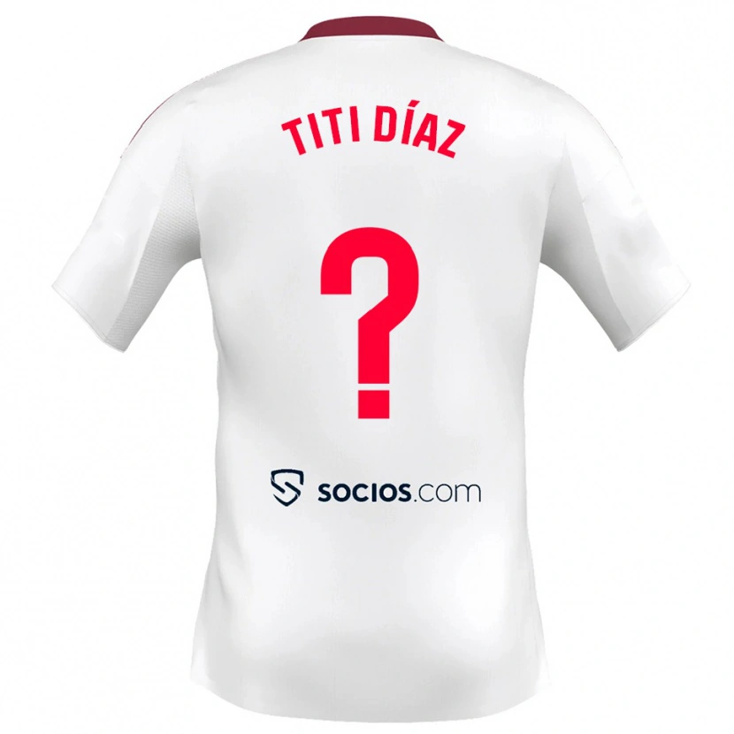 Danxen Kinder Titi Díaz #0 Weiß Rot Heimtrikot Trikot 2025/26 T-Shirt