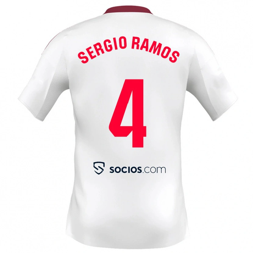 Danxen Kinder Sergio Ramos #4 Weiß Rot Heimtrikot Trikot 2025/26 T-Shirt