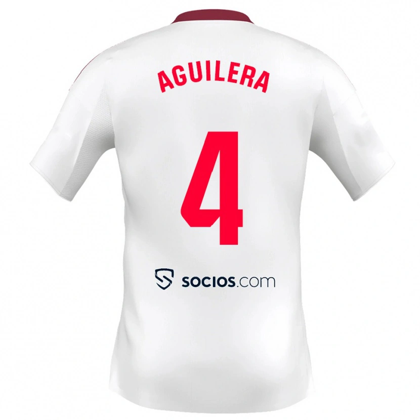 Danxen Kinder Juanan Aguilera #4 Weiß Rot Heimtrikot Trikot 2025/26 T-Shirt