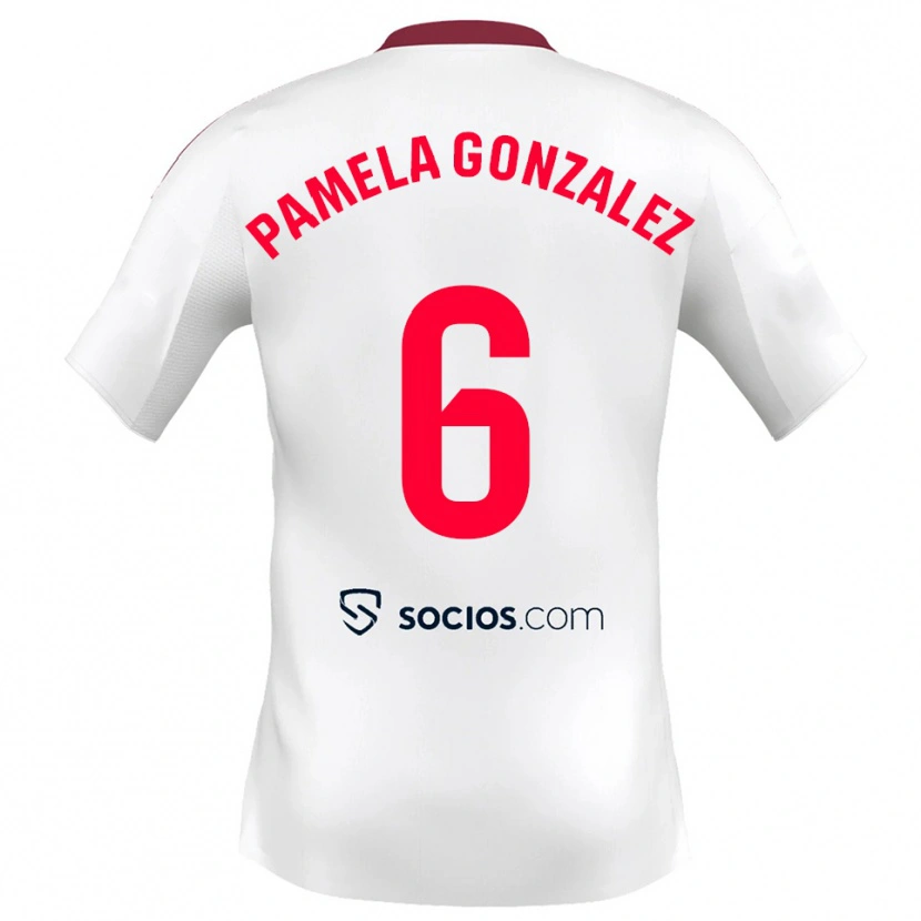 Danxen Kinder Cinthia Pamela González Medina #6 Weiß Rot Heimtrikot Trikot 2025/26 T-Shirt