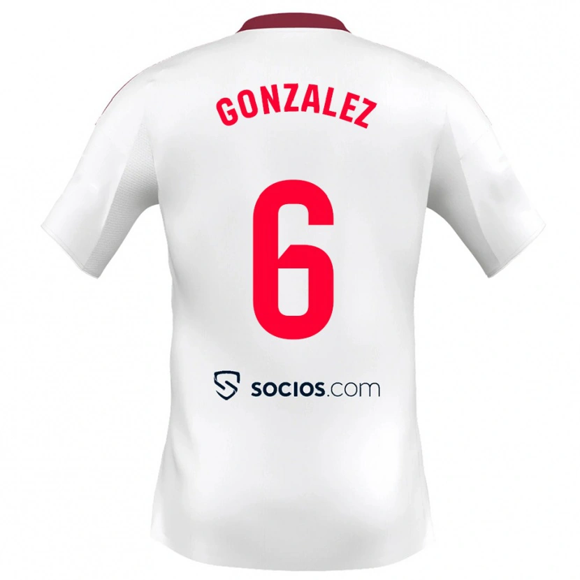 Danxen Kinder Pamela González #6 Weiß Rot Heimtrikot Trikot 2025/26 T-Shirt