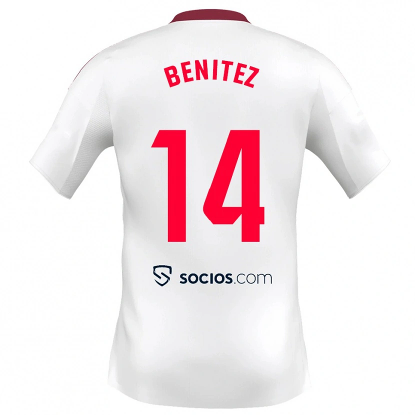 Danxen Kinder Emilio Benítez #14 Weiß Rot Heimtrikot Trikot 2025/26 T-Shirt