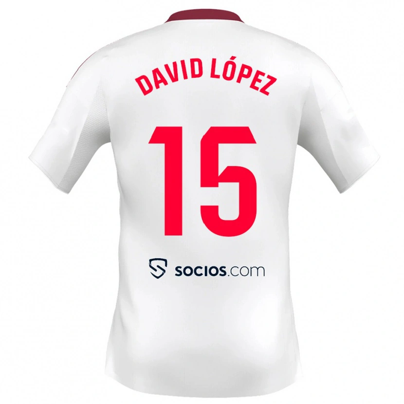 Danxen Kinder David López #15 Weiß Rot Heimtrikot Trikot 2025/26 T-Shirt
