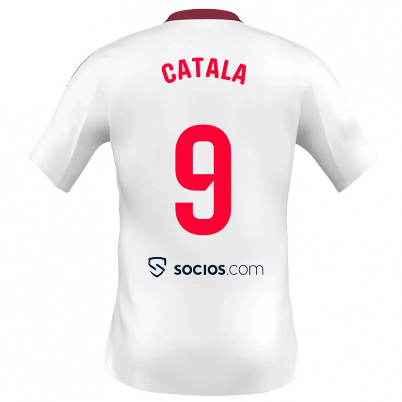 Danxen Kinder Rubén Catalá #9 Weiß Rot Heimtrikot Trikot 2025/26 T-Shirt