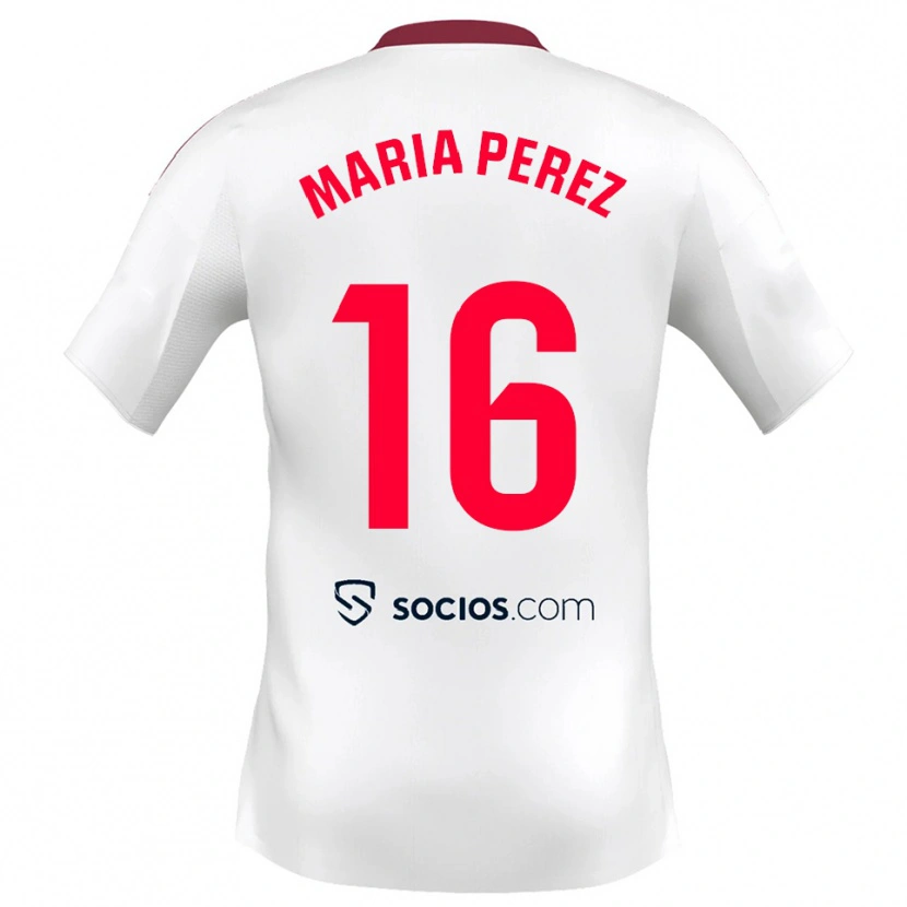 Danxen Kinder María Pérez Rabaza #16 Weiß Rot Heimtrikot Trikot 2025/26 T-Shirt