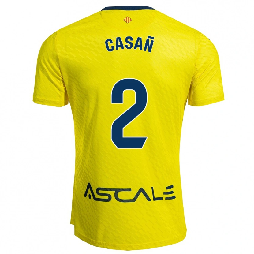 Danxen Kinder Jorge Casañ #2 Gelb Marine Heimtrikot Trikot 2025/26 T-Shirt