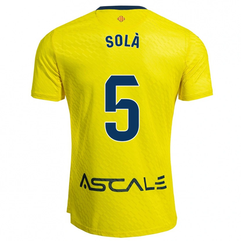 Danxen Kinder Arnau Solà #5 Gelb Marine Heimtrikot Trikot 2025/26 T-Shirt