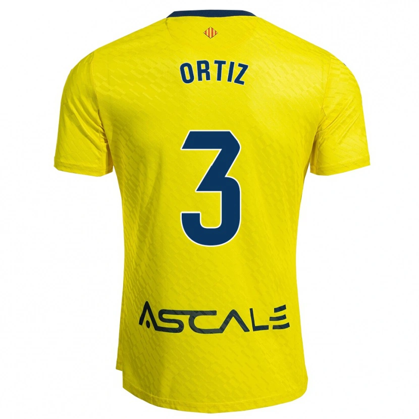 Danxen Kinder Eneko Ortiz #3 Gelb Marine Heimtrikot Trikot 2025/26 T-Shirt