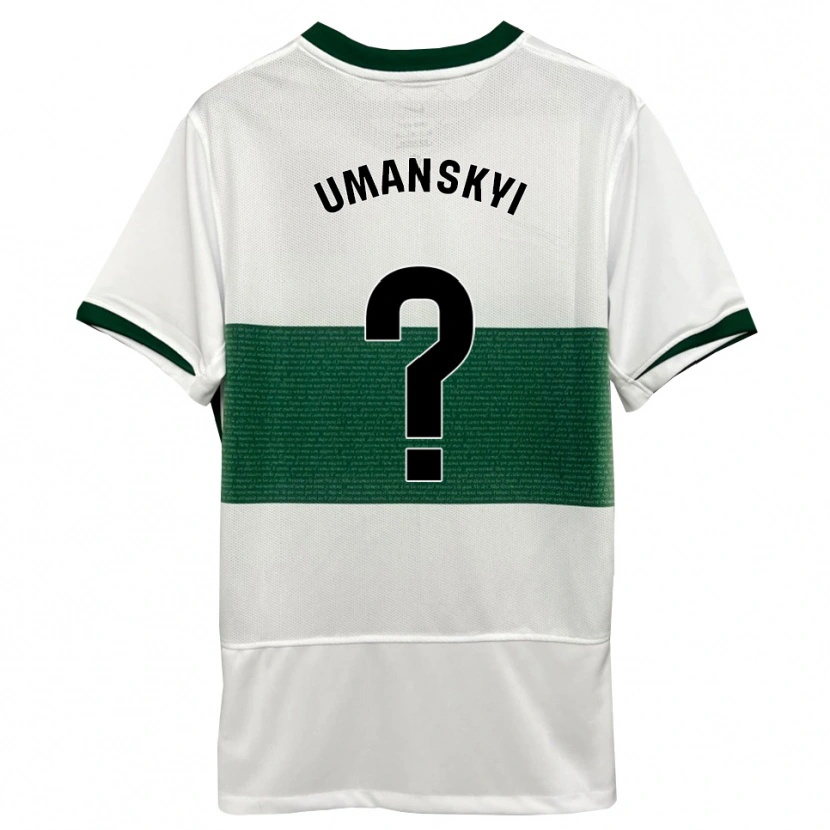 Danxen Kinder Volodymyr Umanskyi #0 Weiß Grün Heimtrikot Trikot 2025/26 T-Shirt